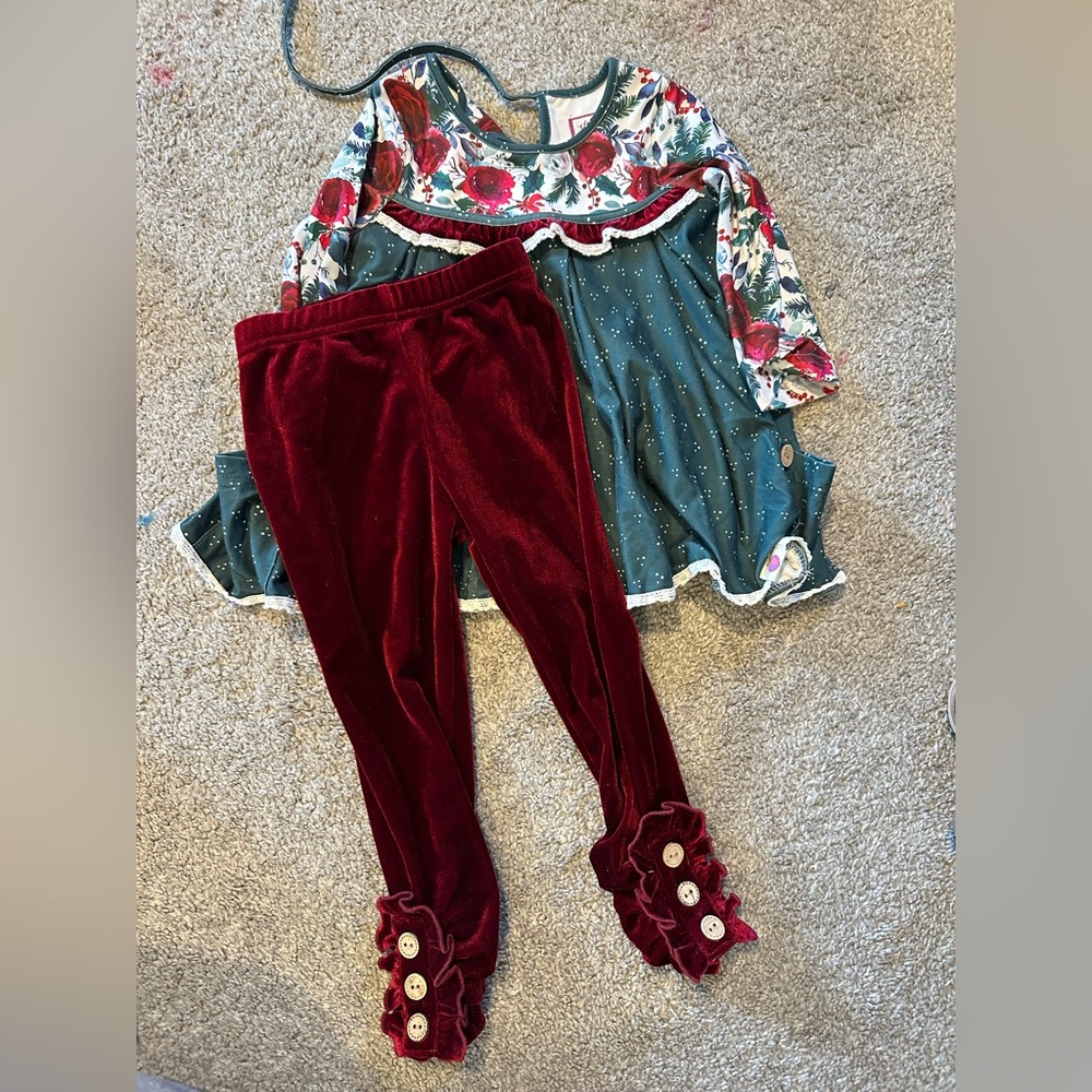 Cheeky Plum Floral and Burgundy Kids Matching Set